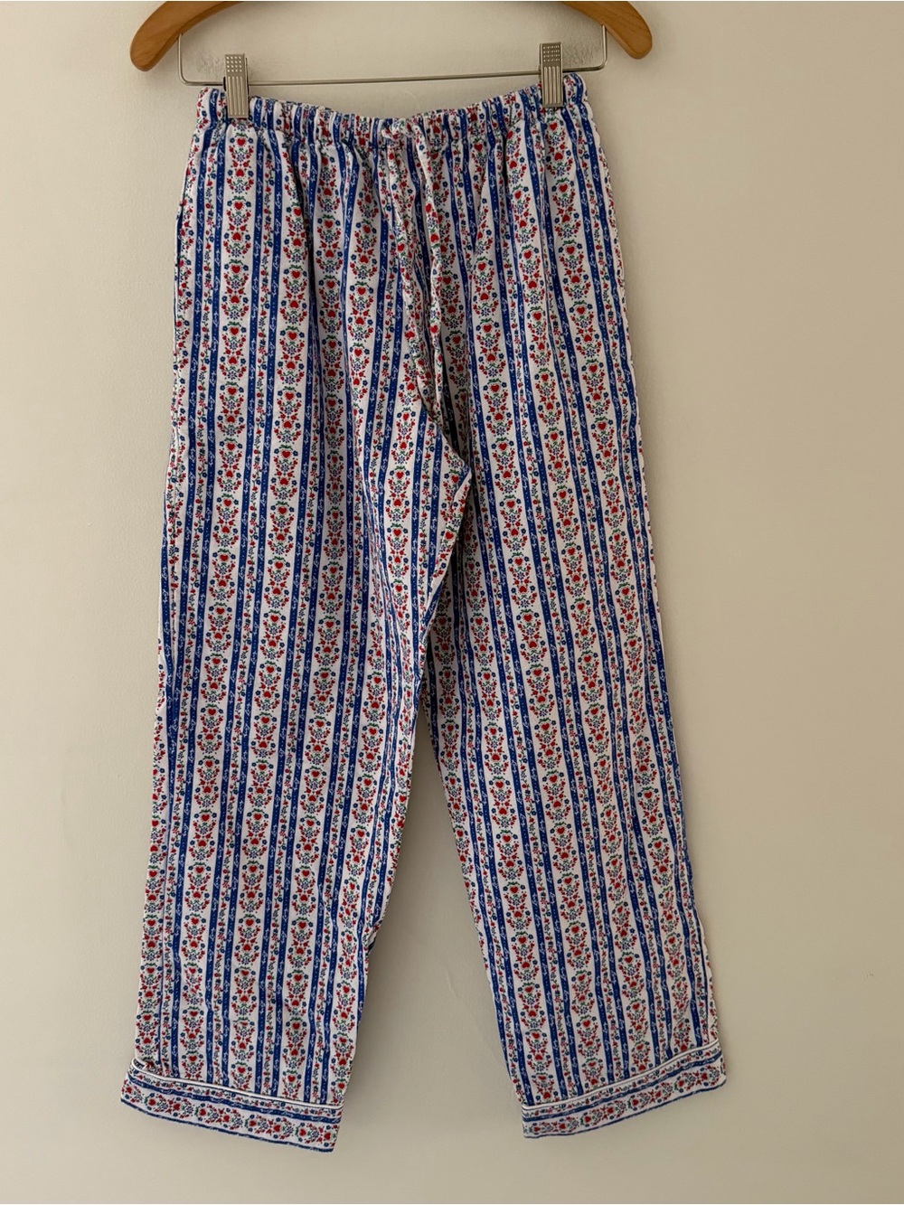Lanz of Salzburg Pajama Pants Flannel Tyrolean Hearts Size Small Cottage